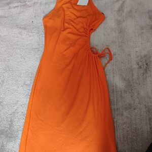 Forever 21 Orange Maxi Dress with Side Tie